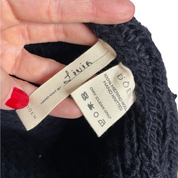 Doen | Tamara Merino Wool Cableknit Cardigan Navy Small - Picture 10 of 12